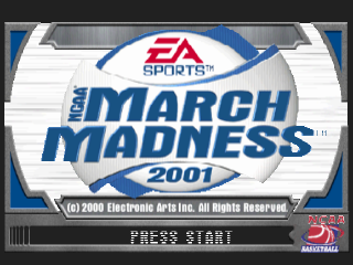 NCAA March Madness 2001 title screen for Playstation